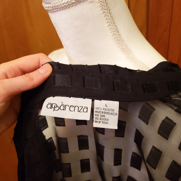 appàrenza Vintage Black Sheer Button Down Shirt L - Picture 5 of 7
